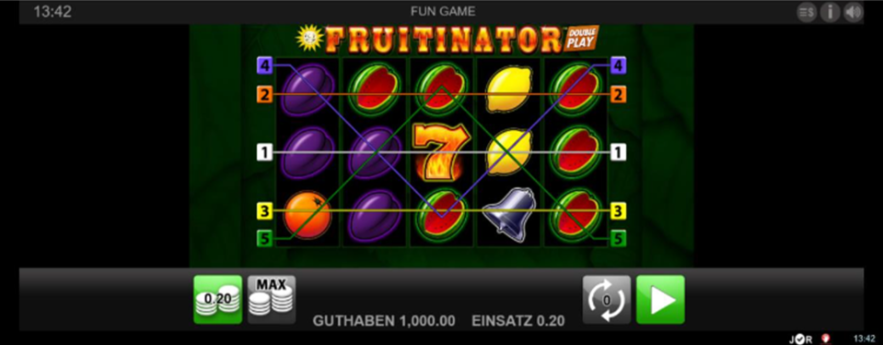 Fruitinator Double Play Slot Spieloberfl&auml;che
